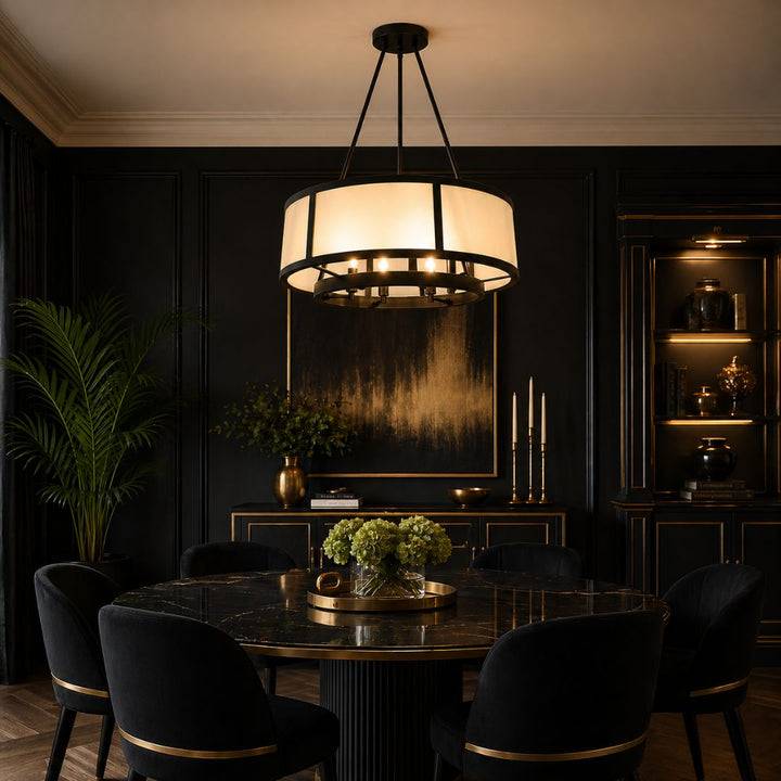 Byron Collection - Chandelier - Matte Black Frame - W:80cm