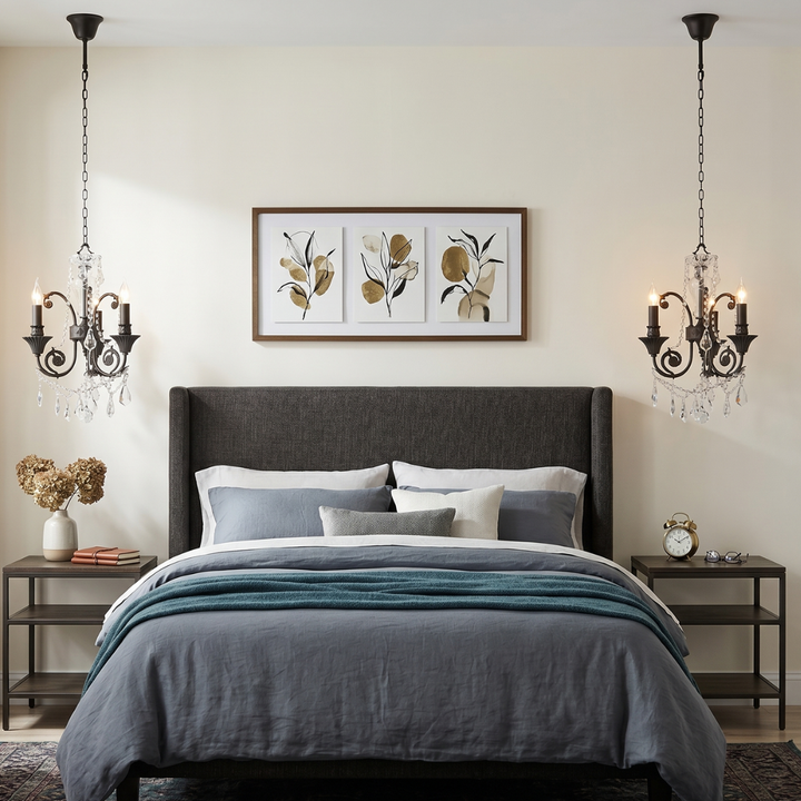 French Provincial Iron Chandelier- 3 Arm - Wrought Iron Finish
