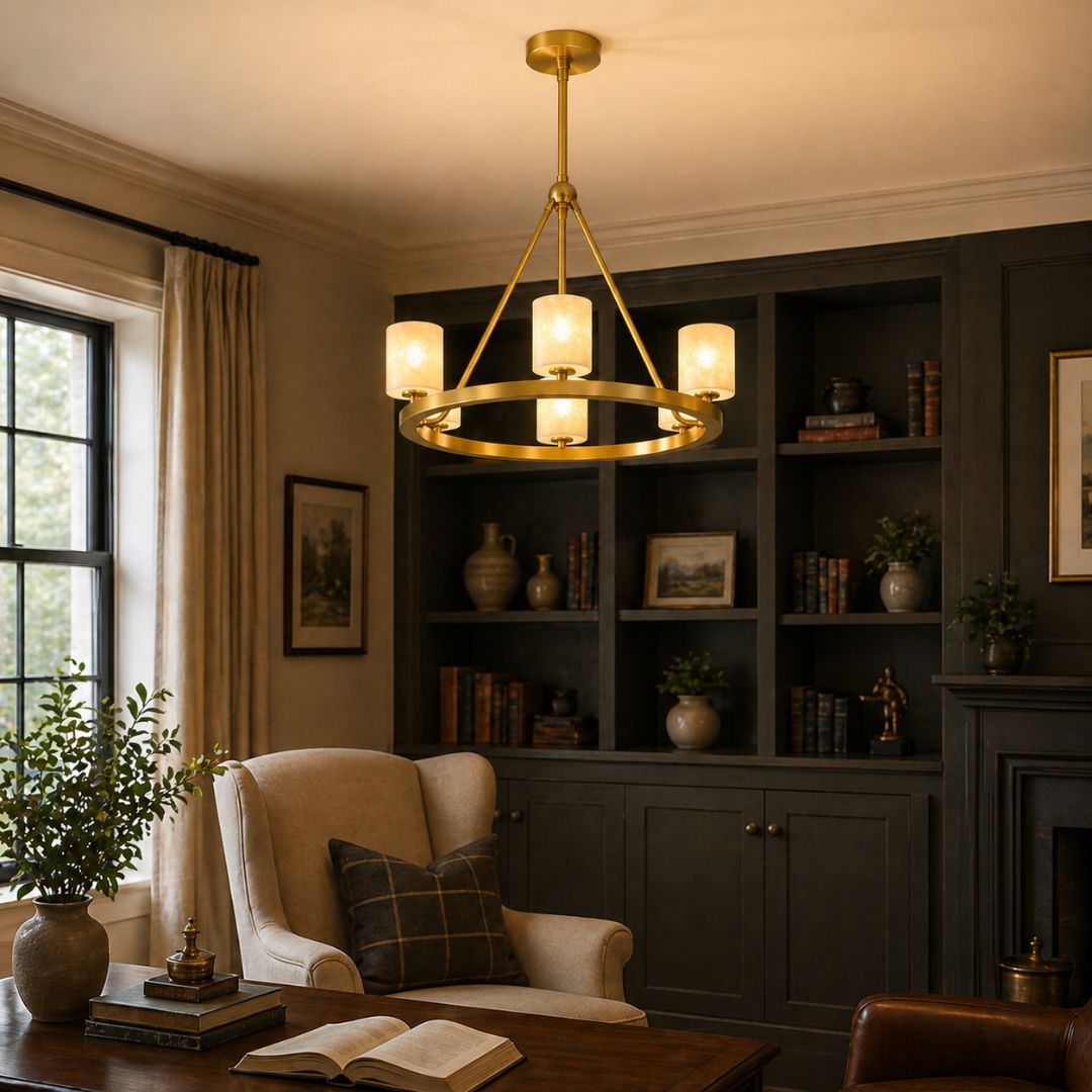 Hulton Collection - 6 Light Chandelier - Satin Brass