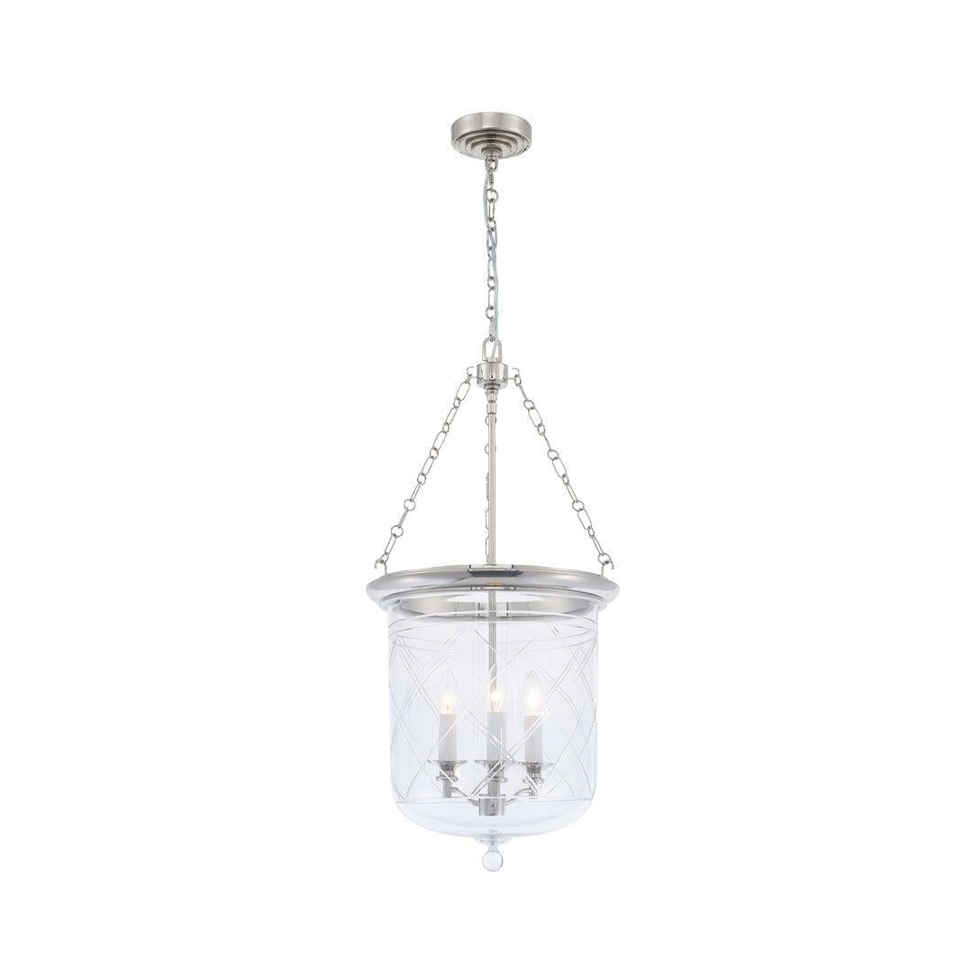 Chathan Bell - 3 Light Pendant - Polished Nickel - Designer Chandelier Australia