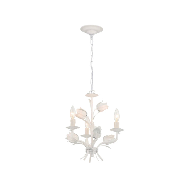 Brittany Collection - White Rose 3 Lights Chandelier
