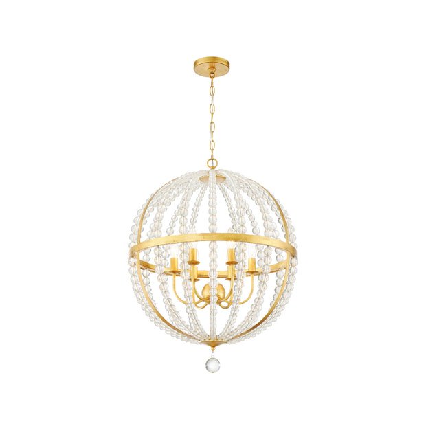Josie Collection - Antique Gold & Clear Glass Pendant - W:35cm