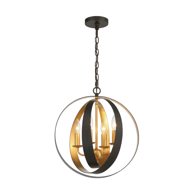 Carson Collection - 4 Lights Orb Chandelier - English Bronze & Gold