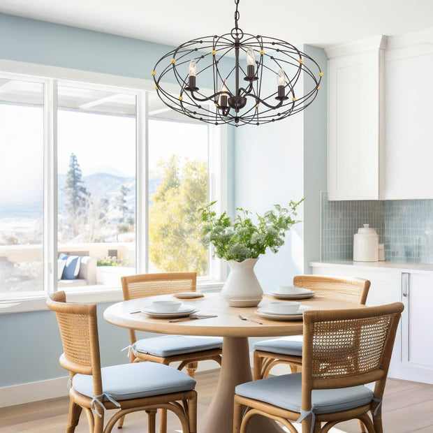 Clinton Collection - English Bronze & Gold - 4 Lights Chandelier