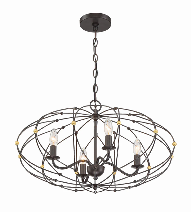Clinton Collection - English Bronze & Gold - 4 Lights Chandelier