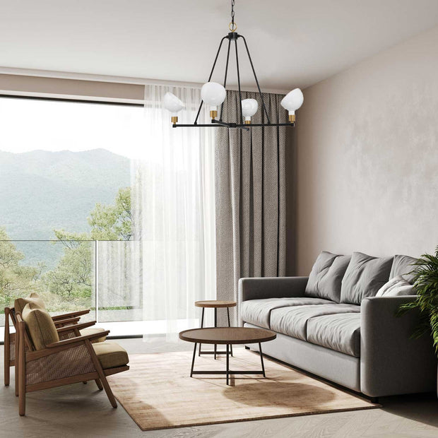 Gamma Collection - 4 Light - Chandelier - Satin Brass & Matte Black