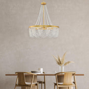 Perla Collection - Antique Gold Chandelier - Frosted Glass Beads