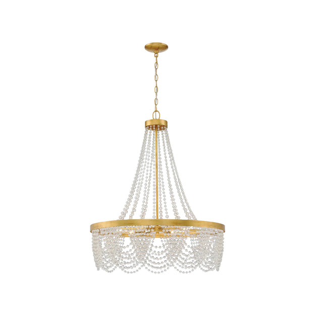 Perla Collection - Antique Gold Chandelier - Clear Glass Beads