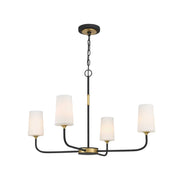 Royston Collection - 4 Light Chandelier - Satin Brass & Matte Black - W:86cm