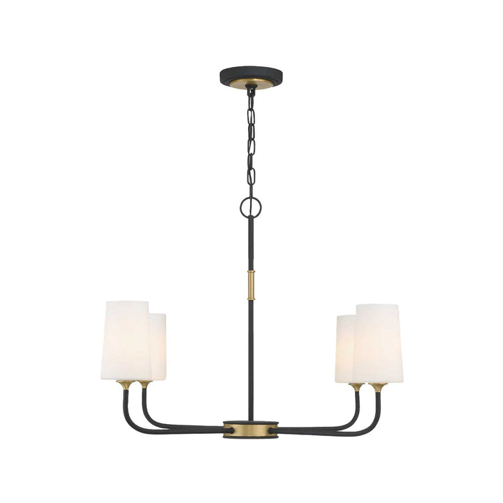 Royston Collection - 4 Light Chandelier - Satin Brass & Matte Black - W:86cm