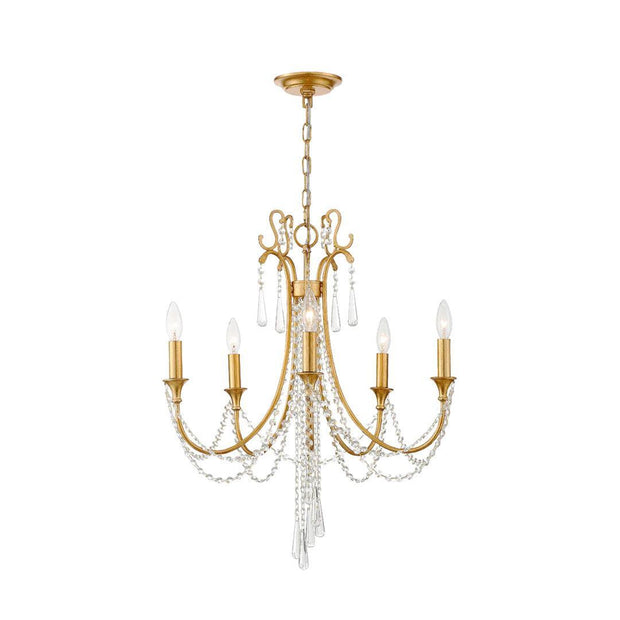 Bailey Collection - 5 Lights Chandelier - Gold