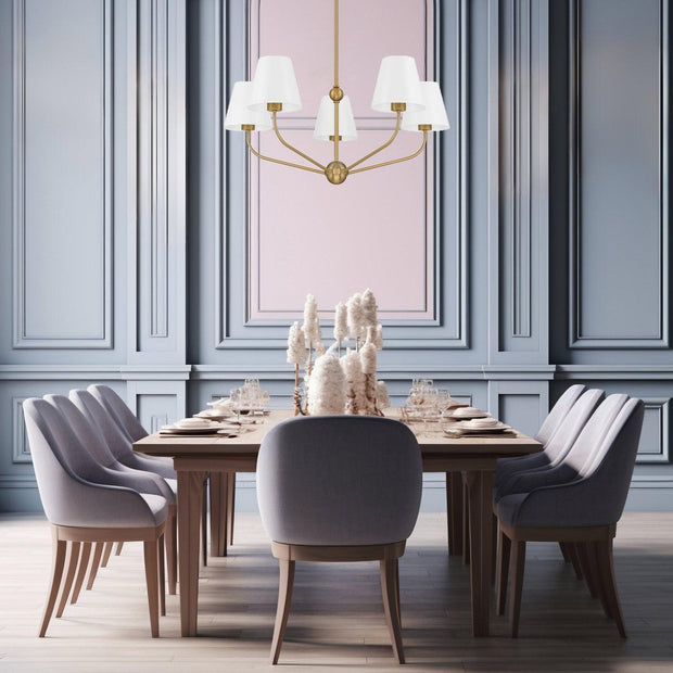 Jori Collection - 5 Lights Chandelier - White