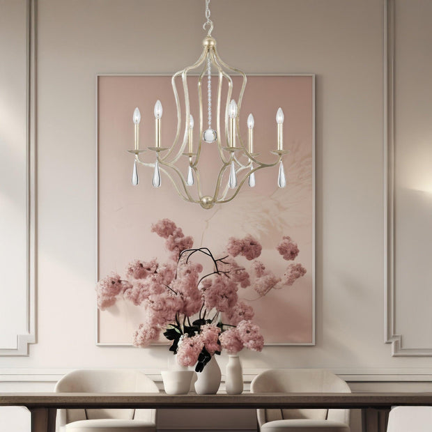 Coco Collection - 6 Light Silver Chandelier