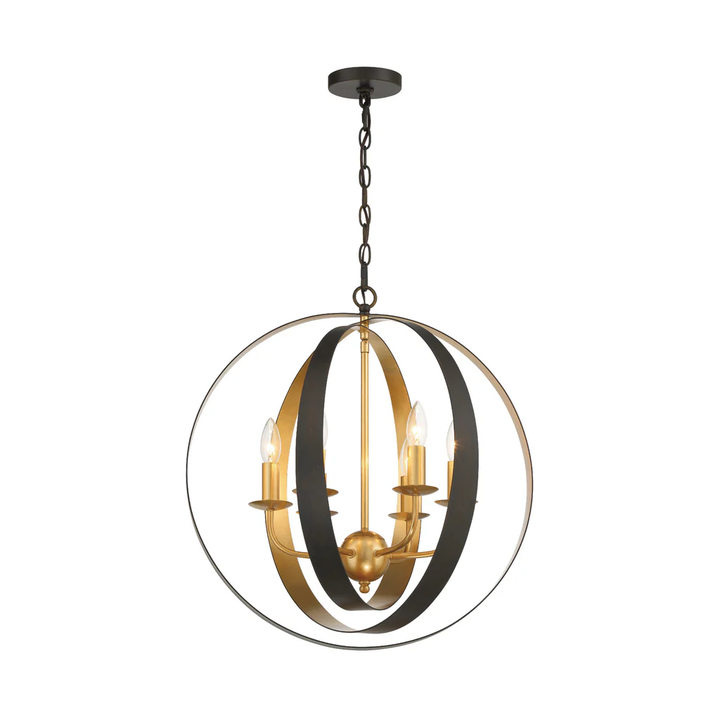 Carson Collection - 6 Lights Chandelier - English Bronze & Gold