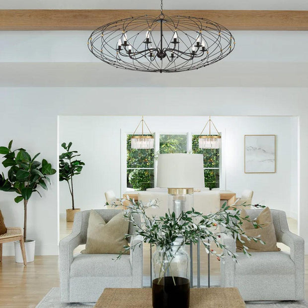 Clinton Collection - English Bronze & Gold - 6 Lights Chandelier