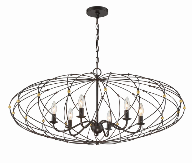 Clinton Collection - English Bronze & Gold - 6 Lights Chandelier