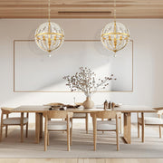 Josie Collection - Antique Gold & Clear Glass Pendant - W:56cm