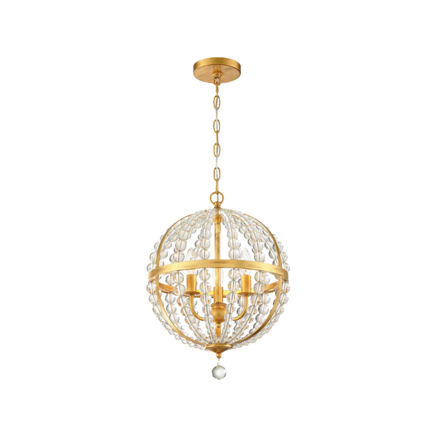 Josie Collection - Antique Gold & Clear Glass Pendant - W:56cm