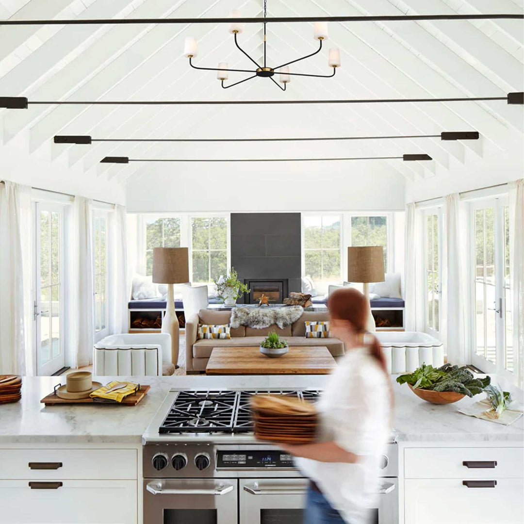 Royston Collection - 6 Light Chandelier - Satin Brass & Matte Black - W:137cm