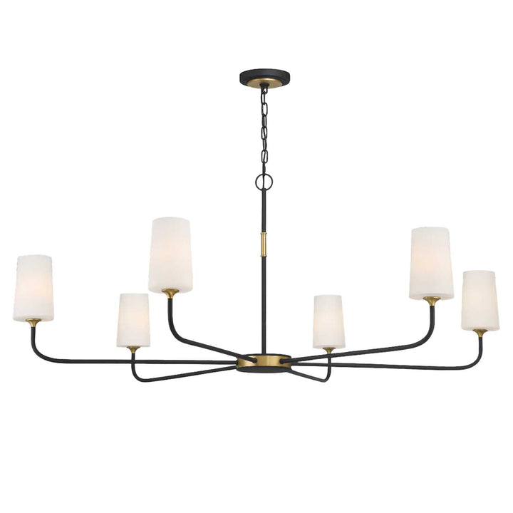 Royston Collection - 6 Light Chandelier - Satin Brass & Matte Black - W:137cm