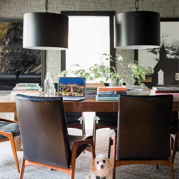 Victor Collection - Pendant - Matte Black & White - W:50cm