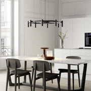 Juniper Collection - 16 Light Ring Chandelier - Matte Black & Satin Brass