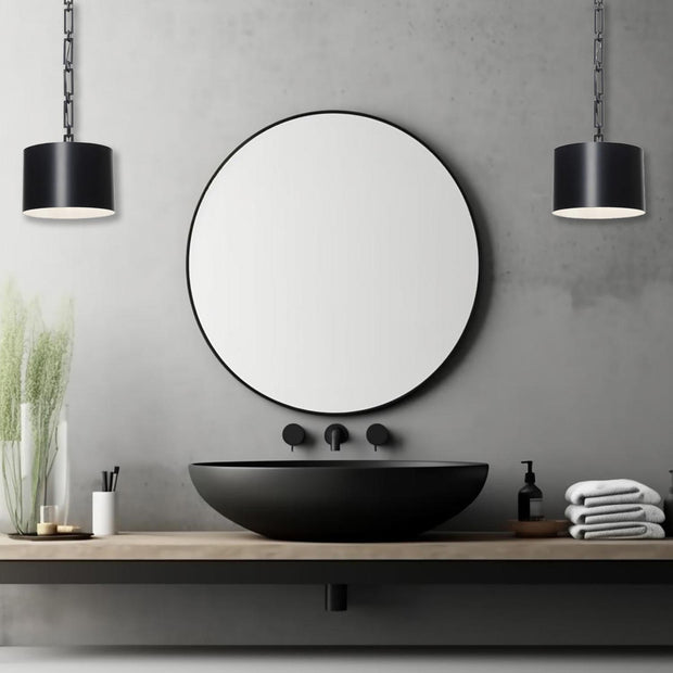 Victor Collection - Pendant - Matte Black & White - W:30cm