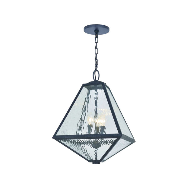 Tori Collection - Black Charcoal Outdoor Pendant - Clear Water Glass