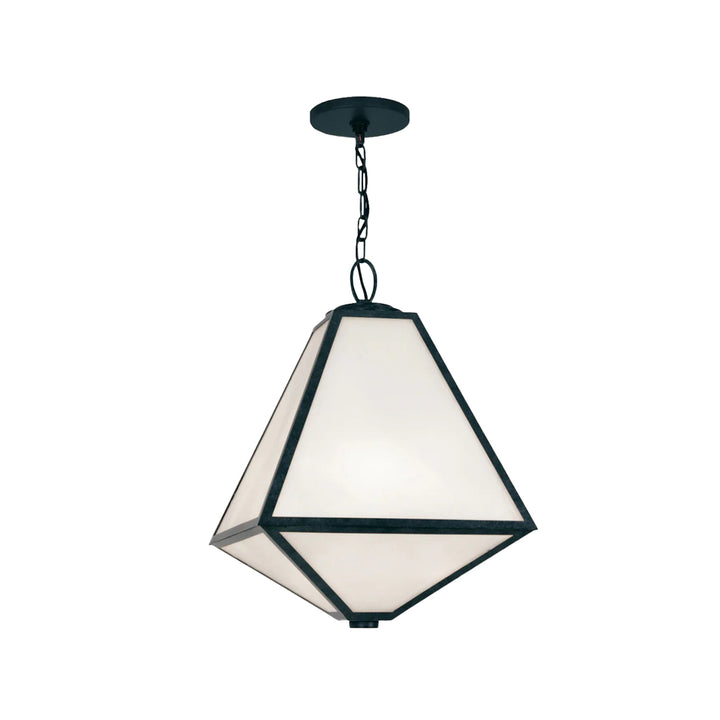 Tori Collection - Black Charcoal Outdoor Pendant - White Glass