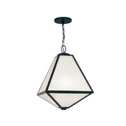Tori Collection - Black Charcoal Outdoor Pendant - White Glass
