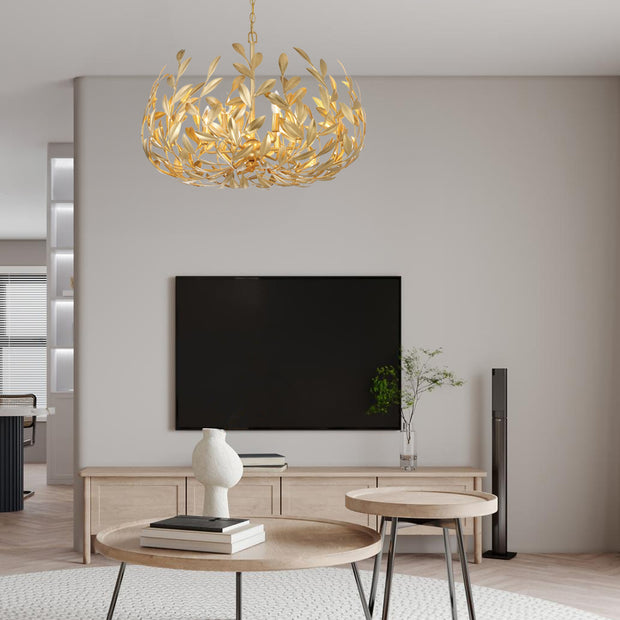 Laurel Collection - Chandelier - Antique Gold - W:68cm