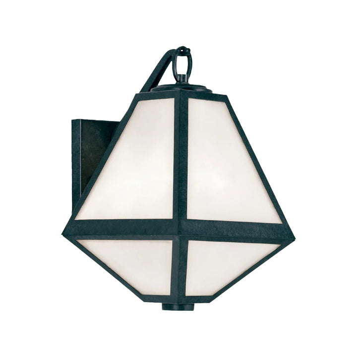 Tori Collection - Black Charcoal & White Glass Outdoor 1 Light Wall Sconce