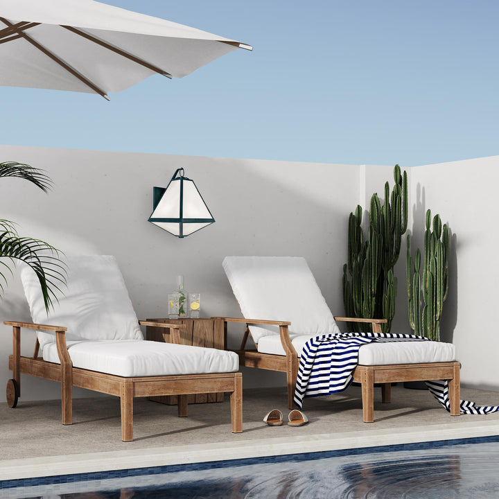 Tori Collection - Black Charcoal & White Glass Outdoor Wall Sconce - W:30cm