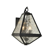 Tori Collection - Black Charcoal & Clear Water Glass Outdoor Wall Sconce - W:30cm