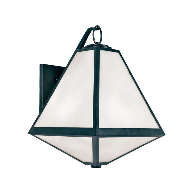 Tori Collection - Black Charcoal & White Glass Outdoor Wall Sconce - W:38.7cm