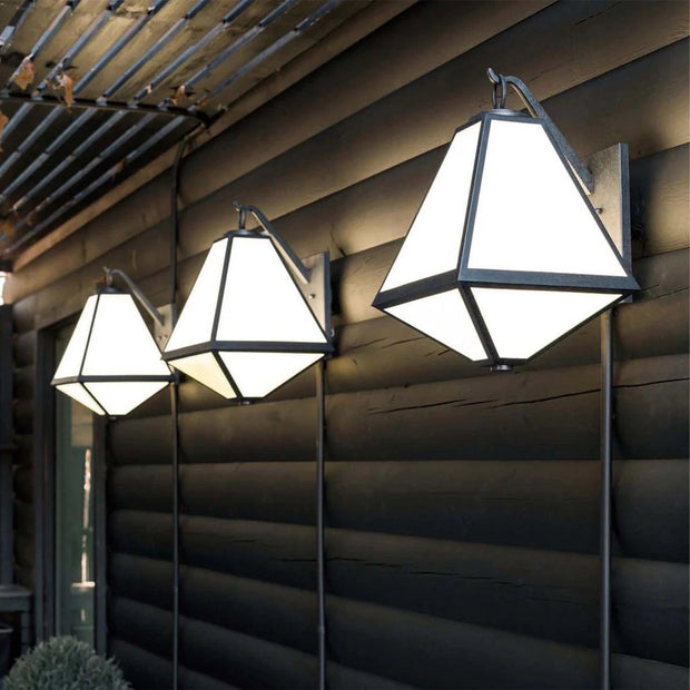 Tori Collection - Black Charcoal & White Glass Outdoor Wall Sconce - W:38.7cm