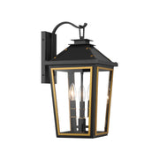 Ollie 3 Lights Outdoor Wall Sconce - Matte Black and Gold