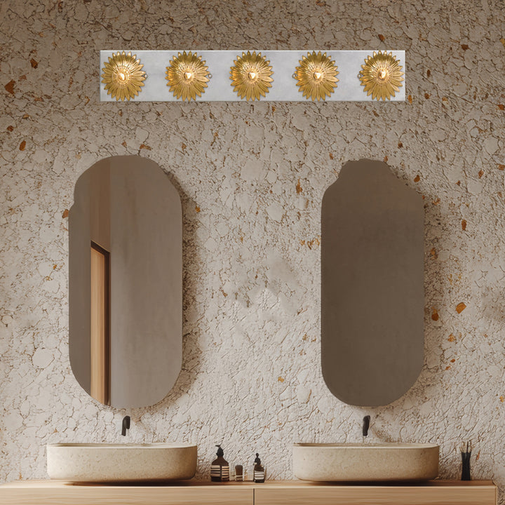 Laurel Collection - 5 Lights Horizontal Wall Sconce - Antique Gold