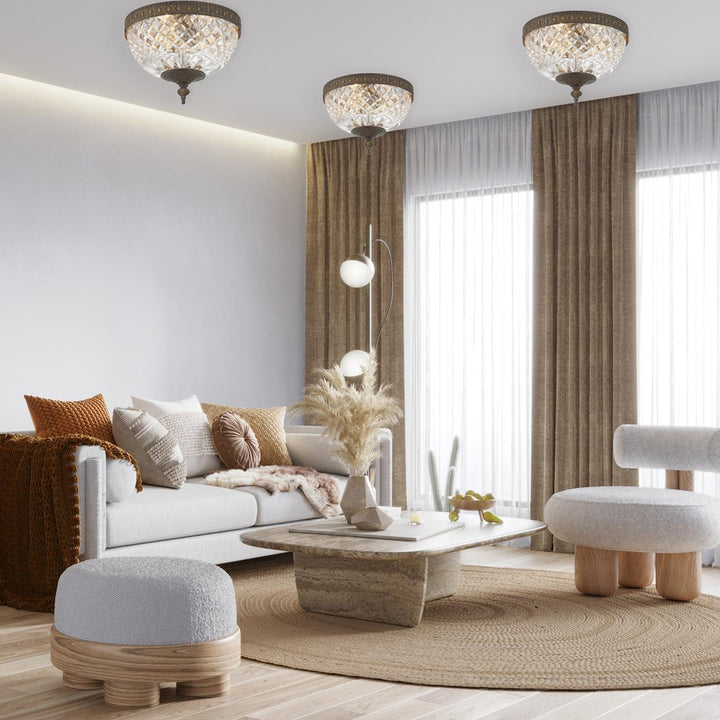 Devon Collection - English Bronze - Clear Glass Flush Mount - W:20cm