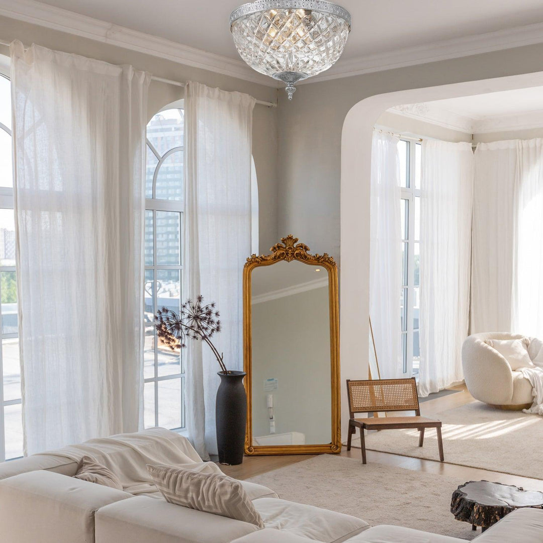 Devon Collection - Polished Nickel - Clear Glass Flush Mount - W:25cm