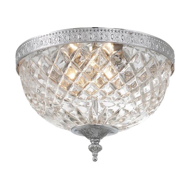 Devon Collection - Polished Nickel - Clear Glass Flush Mount - W:30cm