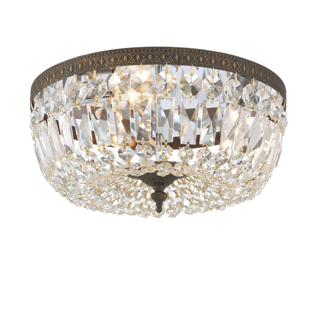 Devon Collection - English Bronze - Clear Crystals Flush Mount - W:35cm