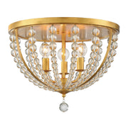 Josie Collection - Antique Gold & Clear Glass Flush Mount
