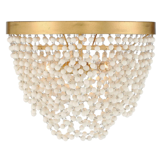 Perla Collection - Antique Gold Flush Mount - Frosted Glass Beads