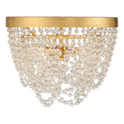 Perla Collection - Antique Gold Flush Mount - Clear Glass Beads