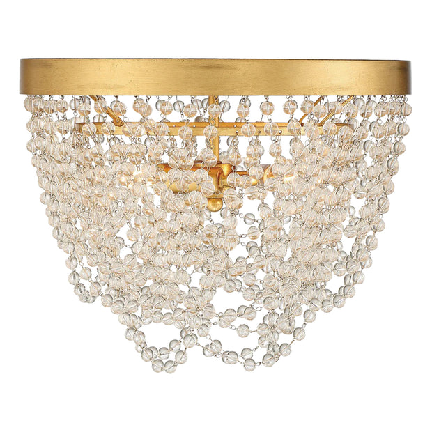 Perla Collection - Antique Gold Flush Mount - Clear Glass Beads