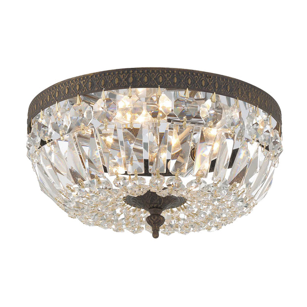 Devon Collection - English Bronze - Clear Crystals Flush Mount - W:40cm