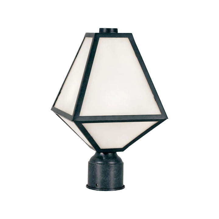 Tori Collection - Black Charcoal & White Glass Outdoor Lamp - W:20cm
