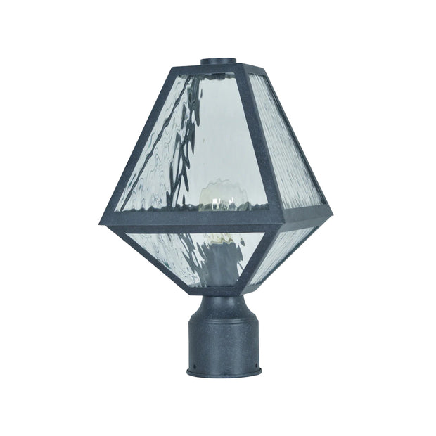 Tori Collection - Black Charcoal & Clear Water Glass Outdoor Lamp - W:20cm