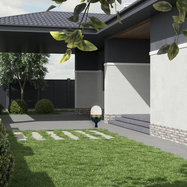 Rama Collection - Matte Black and Textured Gold Outdoor Lamp